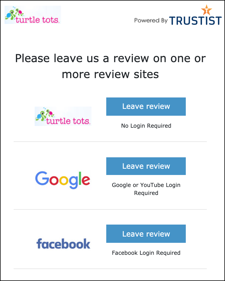 Customer reviews screen