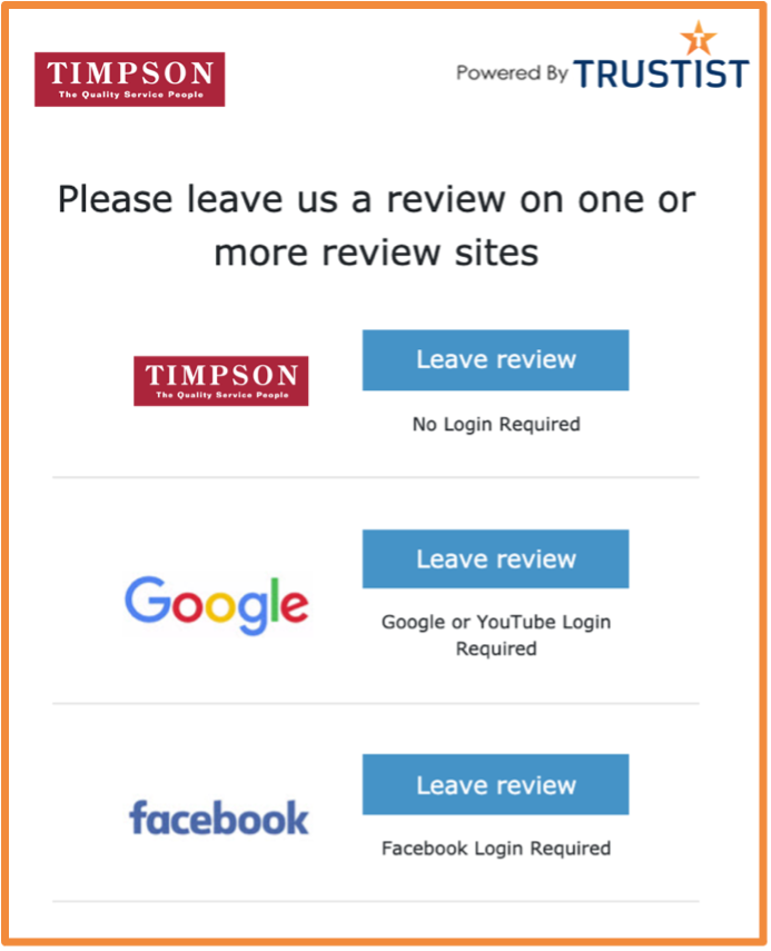 Timpson's Reviews Screen
